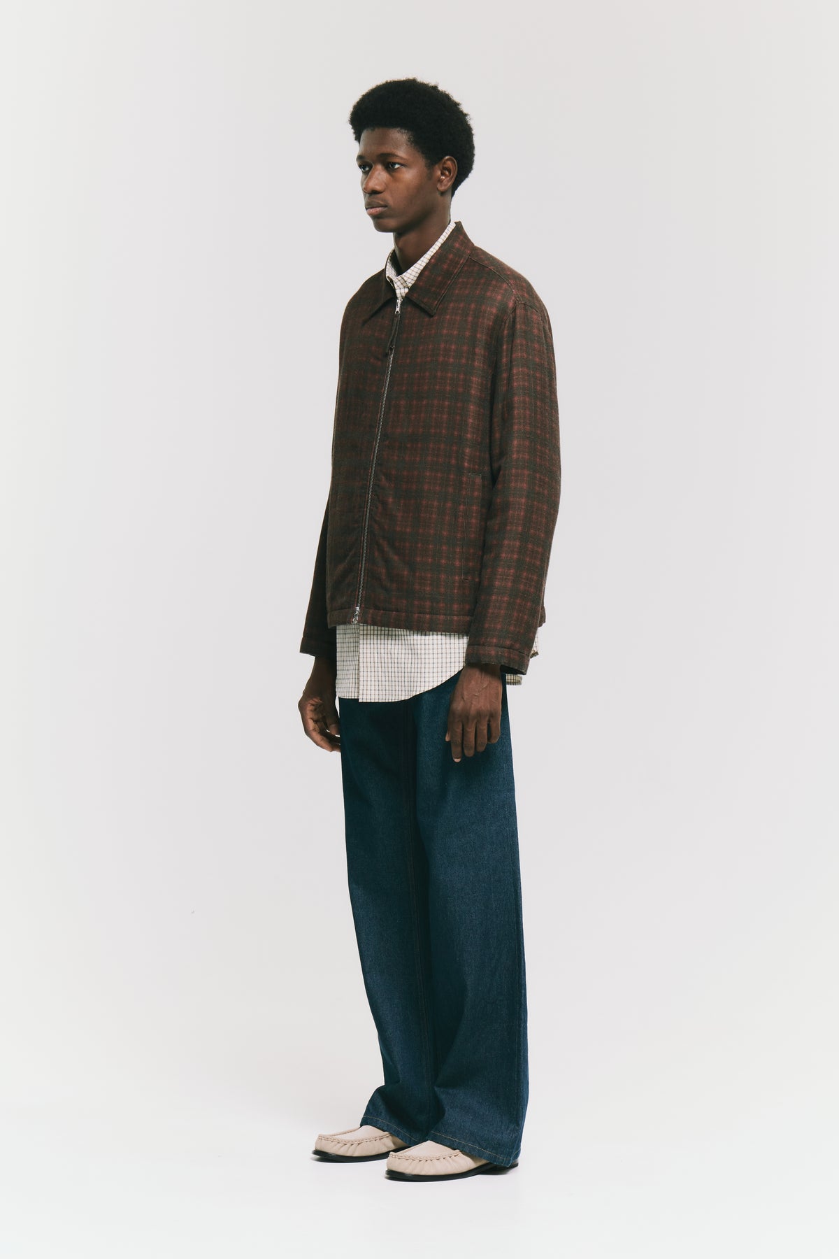 ZIP UP SLIM SHIRT EGADI CHECK