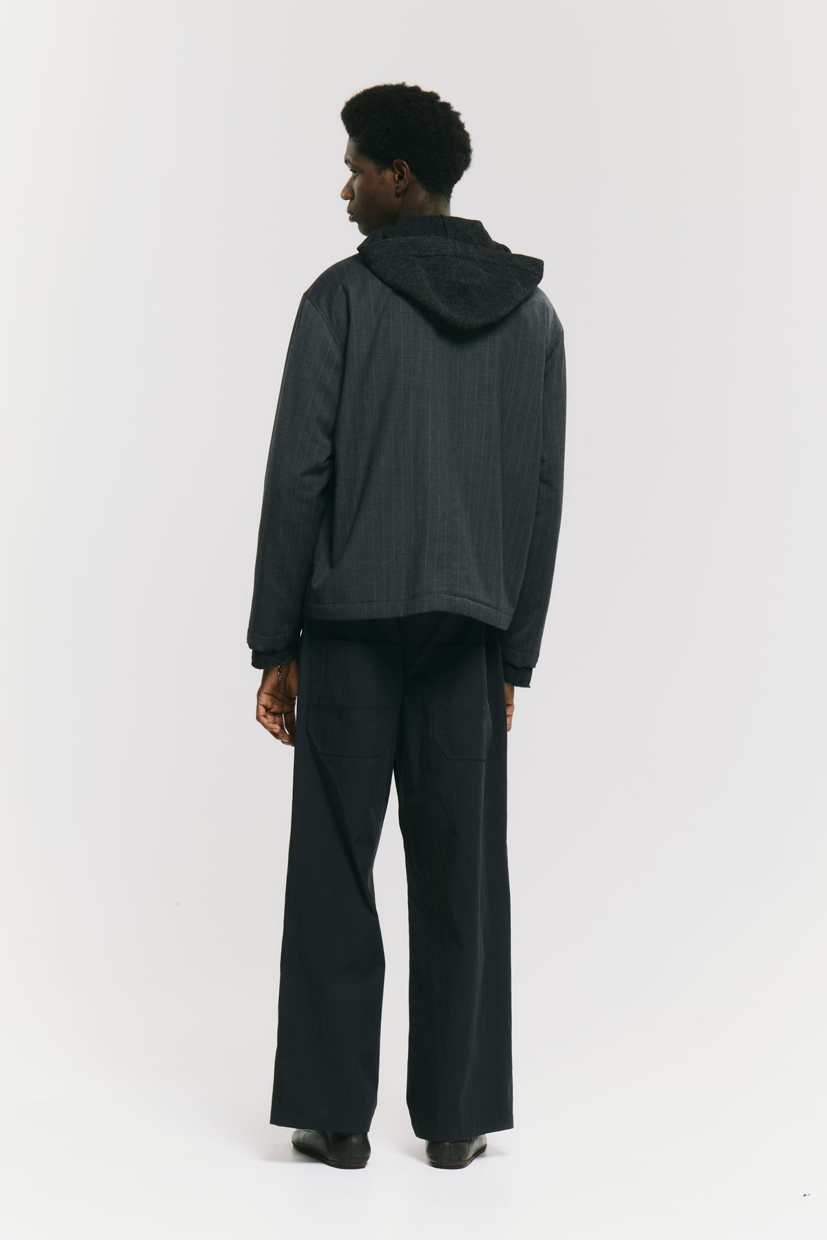 ZIP UP SLIM SHIRT LIGHT GREY STRIPES