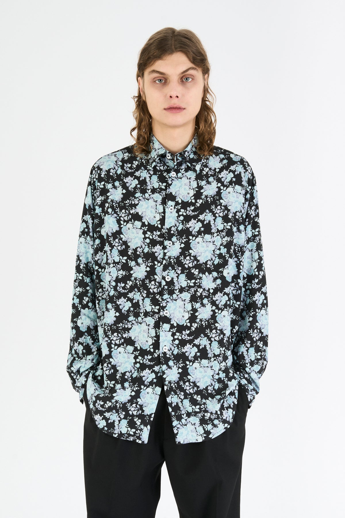 CLASSIC OV SHIRT NIGHT BLUE FLOWERS