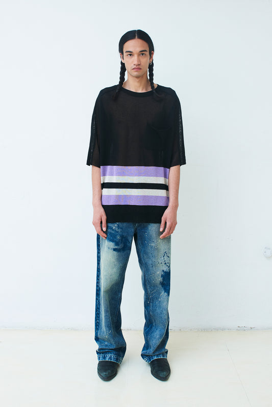 KNITTED STRIPED T-SHIRT