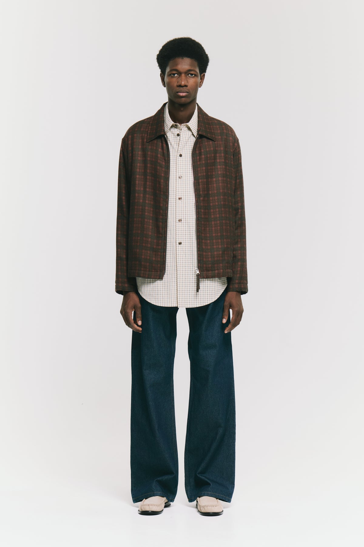 ZIP UP SLIM SHIRT EGADI CHECK