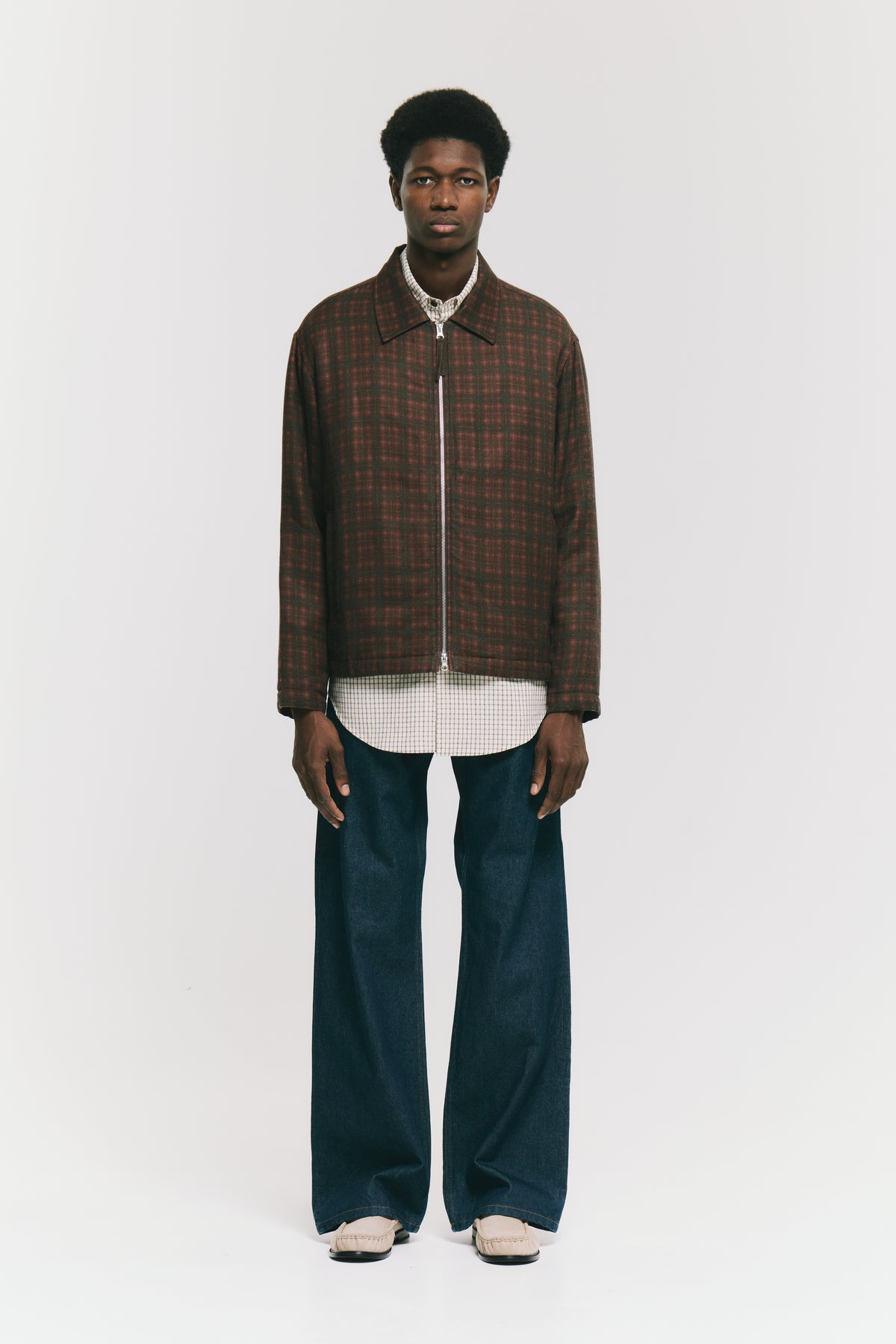 ZIP UP SLIM SHIRT EGADI CHECK