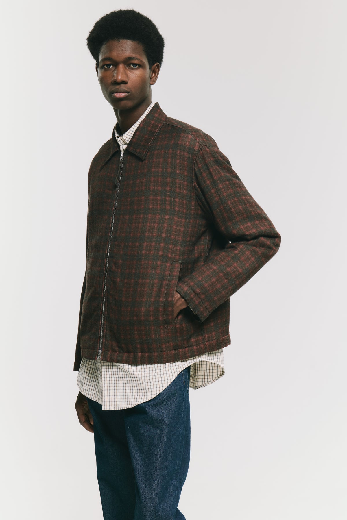 ZIP UP SLIM SHIRT EGADI CHECK