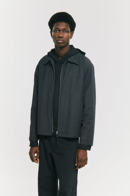 ZIP UP SLIM SHIRT LIGHT GREY STRIPES