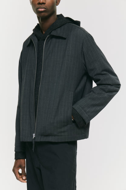 ZIP UP SLIM SHIRT LIGHT GREY STRIPES