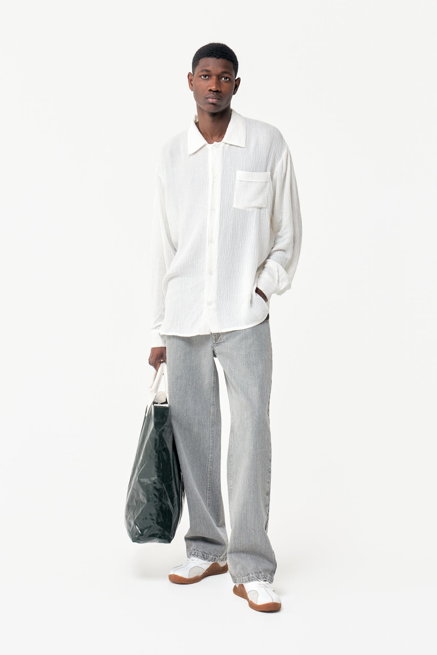 ROUNDED SHIRT WHITE CREPE