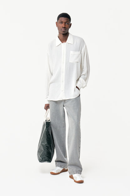 ROUNDED SHIRT WHITE CREPE