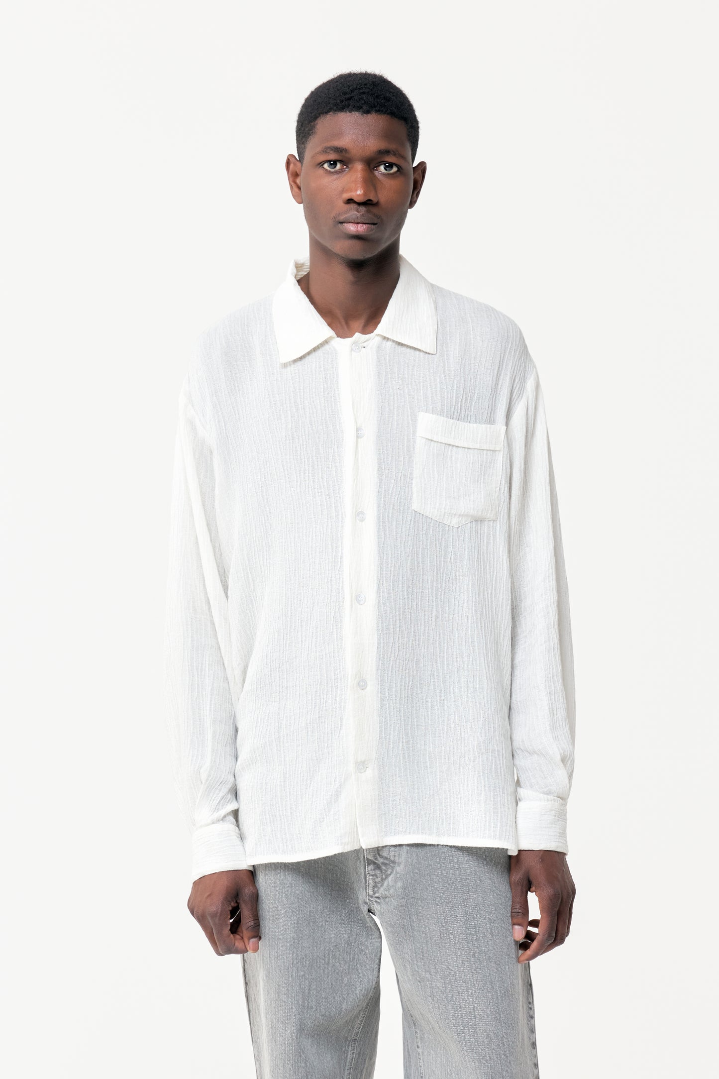 ROUNDED SHIRT WHITE CREPE