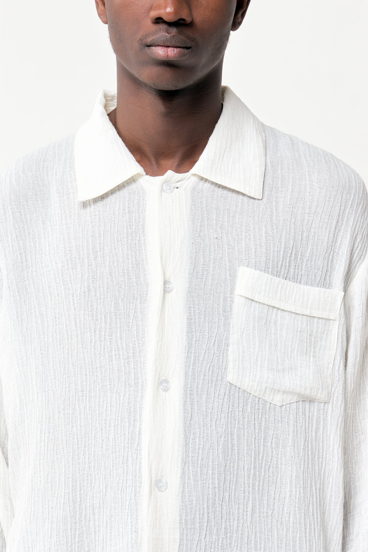 ROUNDED SHIRT WHITE CREPE