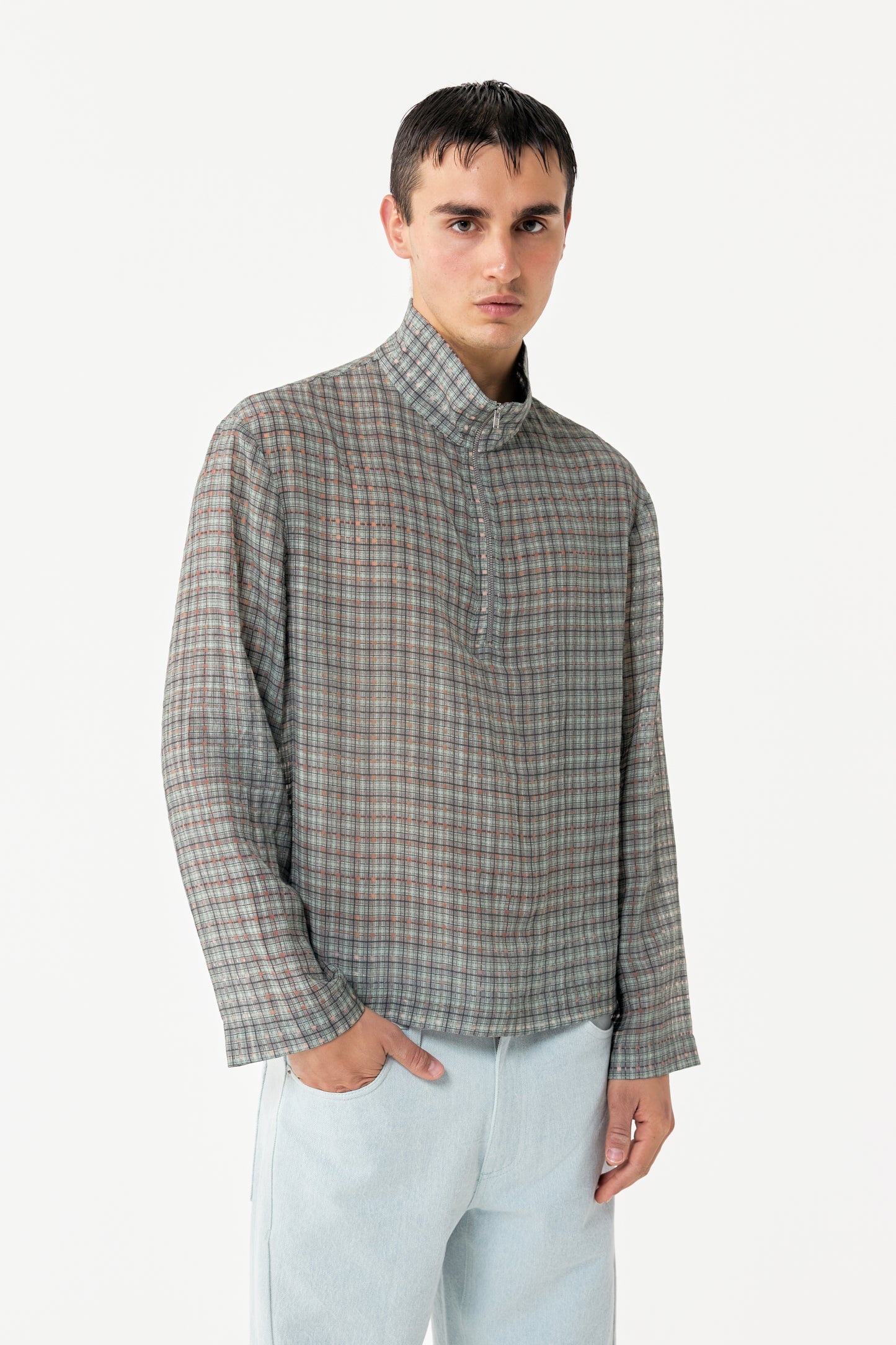 KAPPA ZIP SHIRT GREEN CHECK