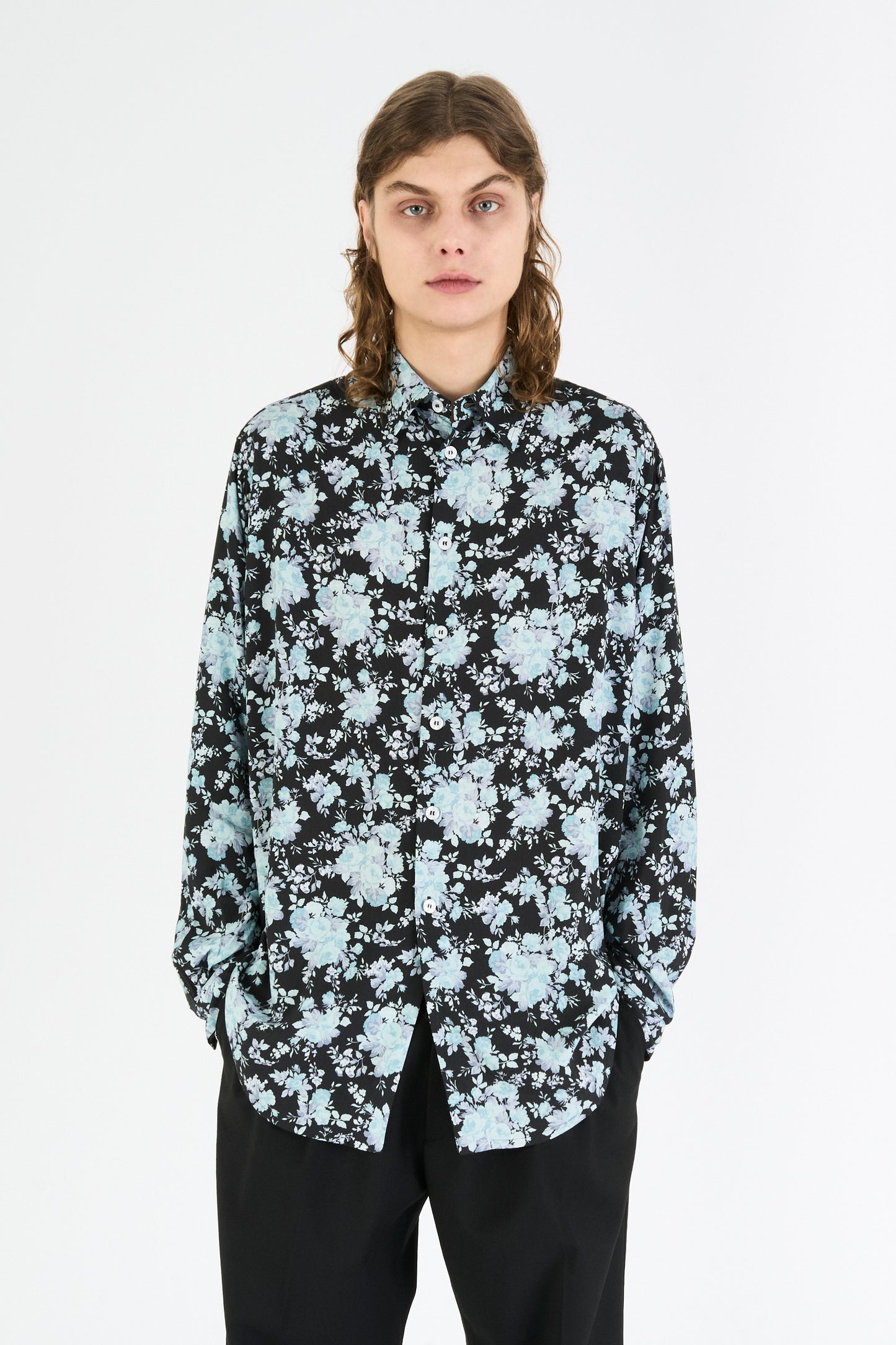 CLASSIC OV SHIRT NIGHT BLUE FLOWERS