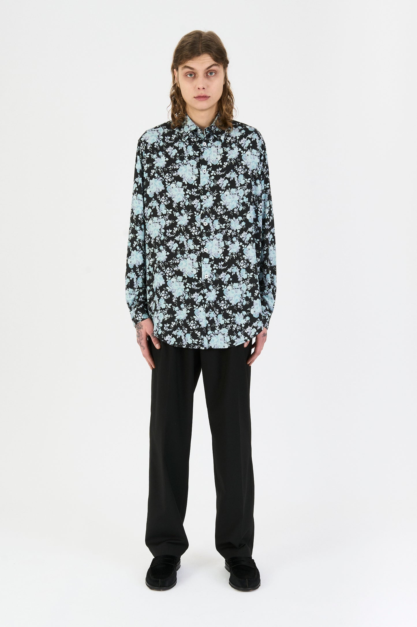 CLASSIC OV SHIRT NIGHT BLUE FLOWERS