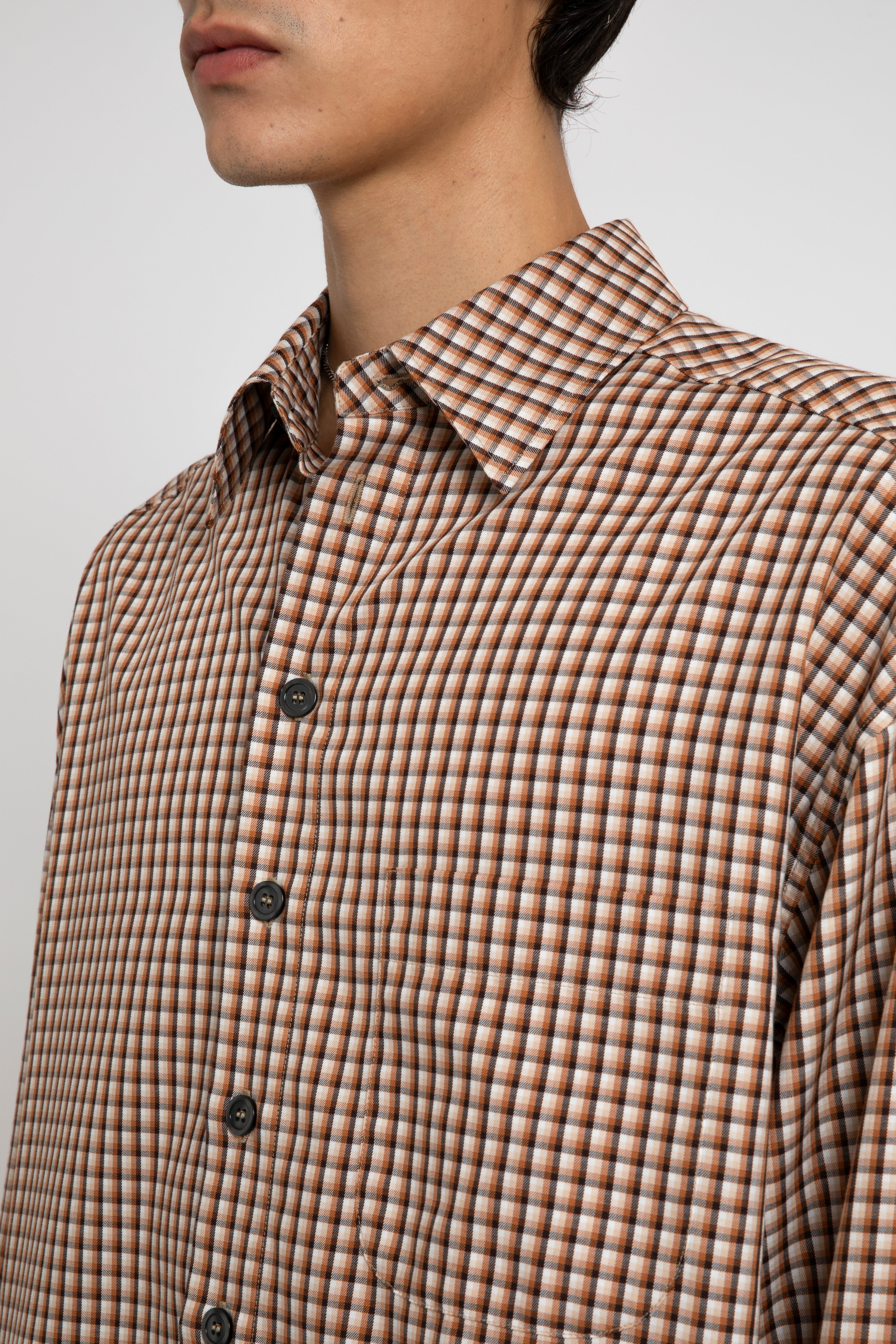 BAT FIT SHIRT CHECK BROWN